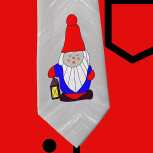 Jul Gnome på Office Grått Background Neck Tie Slips