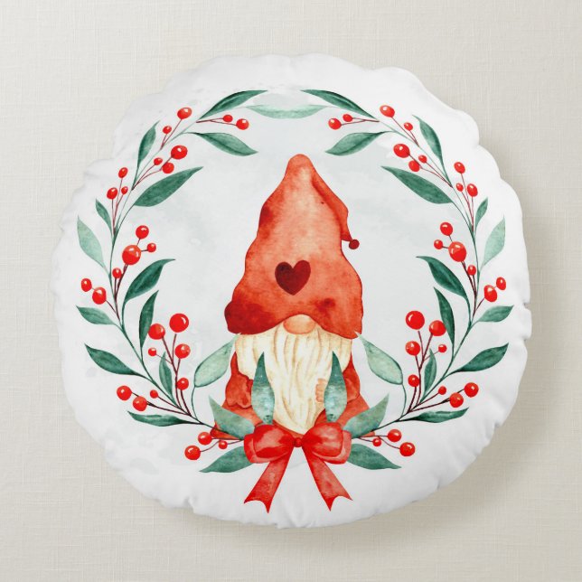 Jul Gnome Rund Kudde (Framsidan)