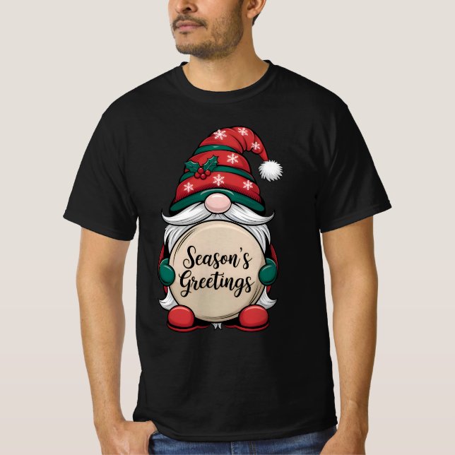 Jul Gnome Season Greetings Plaque T-Shirt (Framsida)