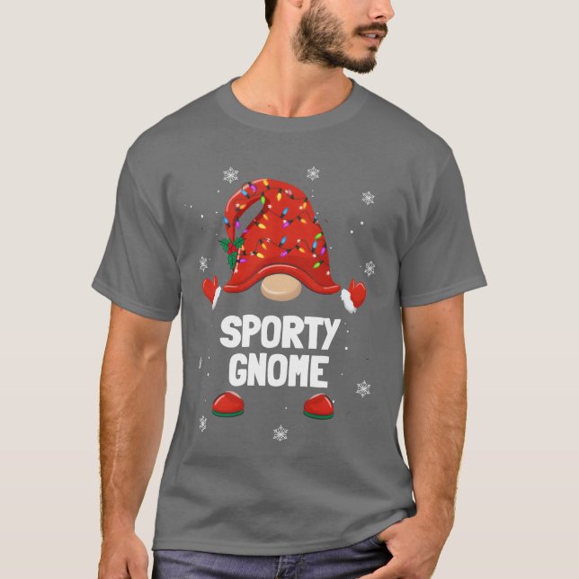 Jul Gnome Sporty Gnome-familjens julretr T Shirt (Framsida)