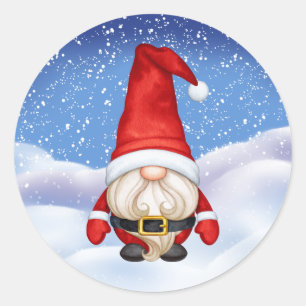 Jul Gnome Sticker Runt Klistermärke