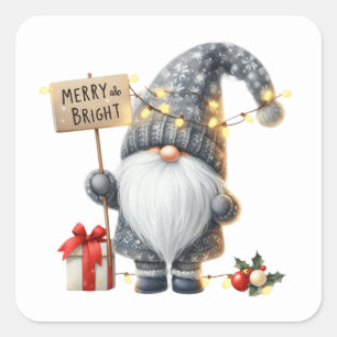 Jul Gnome Stickers Fyrkantigt Klistermärke