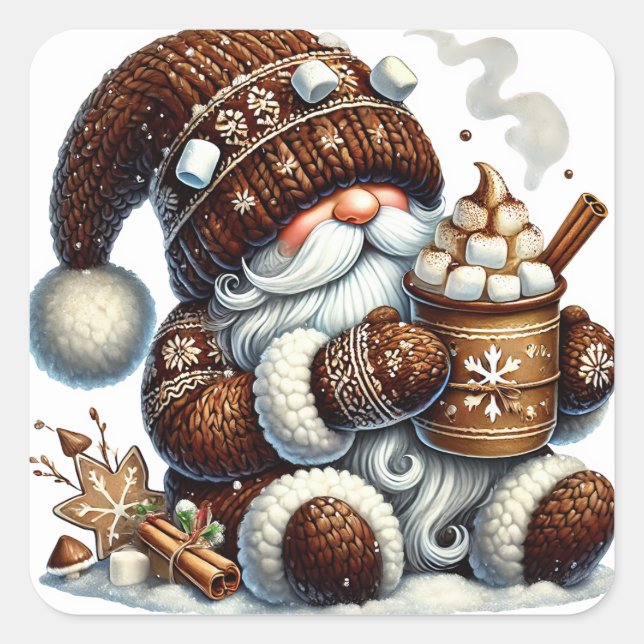 Jul Gnome Stickers Fyrkantigt Klistermärke (Framsida)