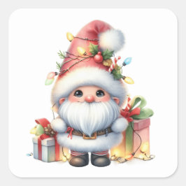 Jul Gnome Stickers Fyrkantigt Klistermärke