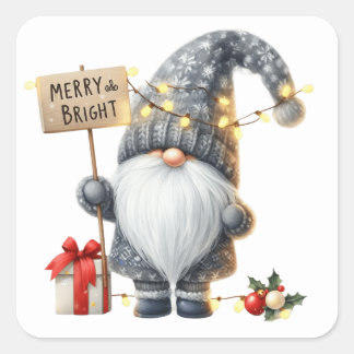 Jul Gnome Stickers Fyrkantigt Klistermärke