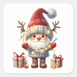 Jul Gnome Stickers Fyrkantigt Klistermärke