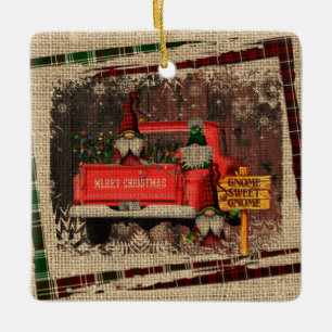 Jul Gnome Sweet Gnome Red Lastbil Play Julgransprydnad Keramik