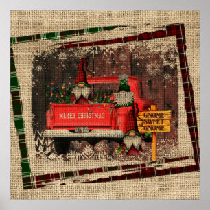 Jul Gnome Sweet Gnome Red Lastbil Play Rustic Poster