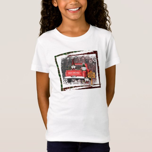 Jul Gnome Sweet Gnome Red Lastbil Play Rustic T Shirt (Framsida)