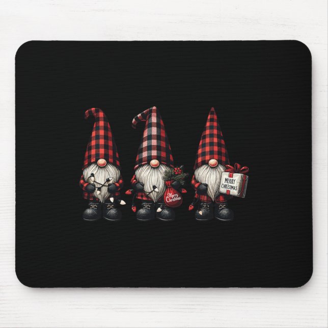 Jul Gnome Trio Buffalo Check Pput Hats Julafton Musmatta (Framsidan)