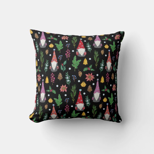 Jul Gnomes: Festive Seamless Mönster Kudde (Framsida)