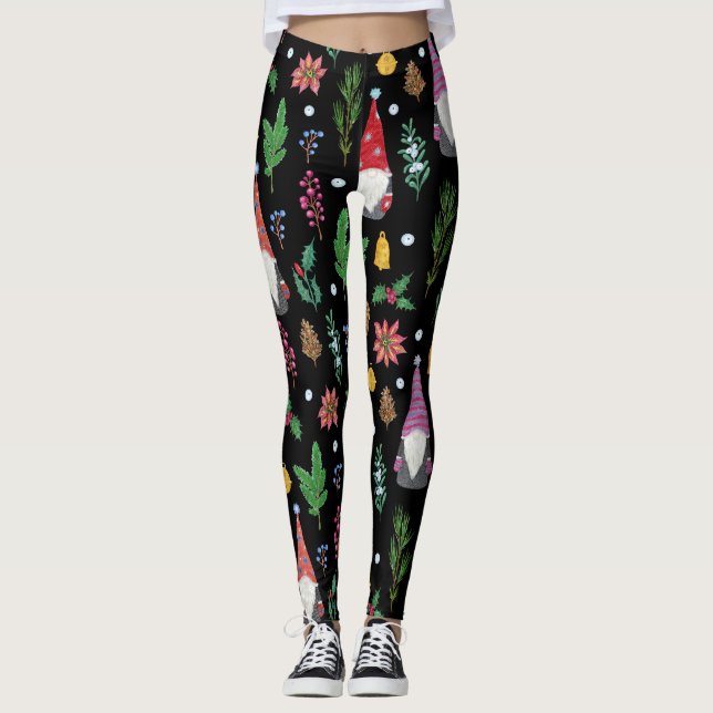 Jul Gnomes: Festive Seamless Mönster Leggings (Framsida)
