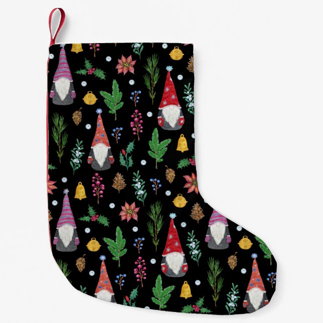 Jul Gnomes: Festive Seamless Mönster Liten Julstrumpa (Framsidan)