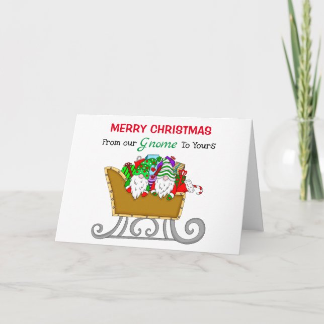 Jul Gnomes | Från vår Gnome till din Helgdag Kort (Framsida)