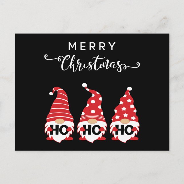 Jul Gnomes Ho Ho Ho Helg Vykort (Framsida)