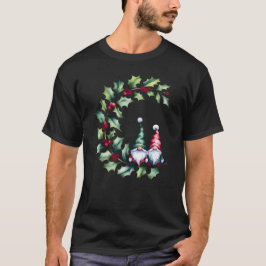 Jul Gnomes on Holly Berry Twig T-shirt