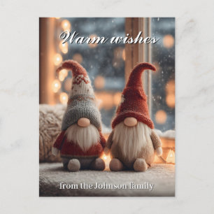 Jul Gnomes på fönsterfyllning med Anpassningsbar T Helg Vykort