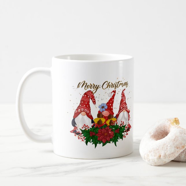 Jul Gnomes Poinsettia Whimsical Woodland Kaffemugg (Med munk)