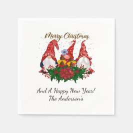 Jul Gnomes Poinsettia Whimsical Woodland Pappersservett