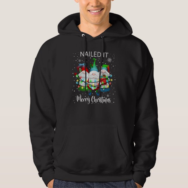 Jul Gnomes Tangled Ljus God jul Na Hoodie (Framsida)