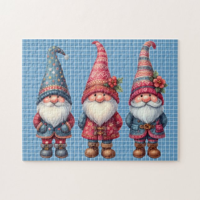 Jul Gnomes Trio Puzzle Pussel (Horisontell)