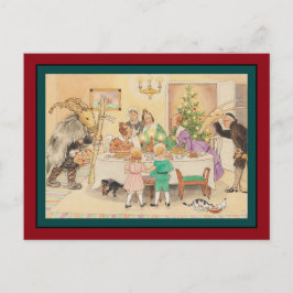 Jul Goat at the Christmas Table Helg Vykort