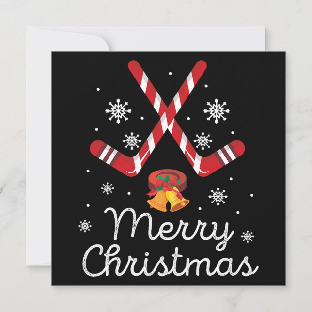 Jul God jul Candy cane Hockey Sport Gift Inbjudningar (Framsida)