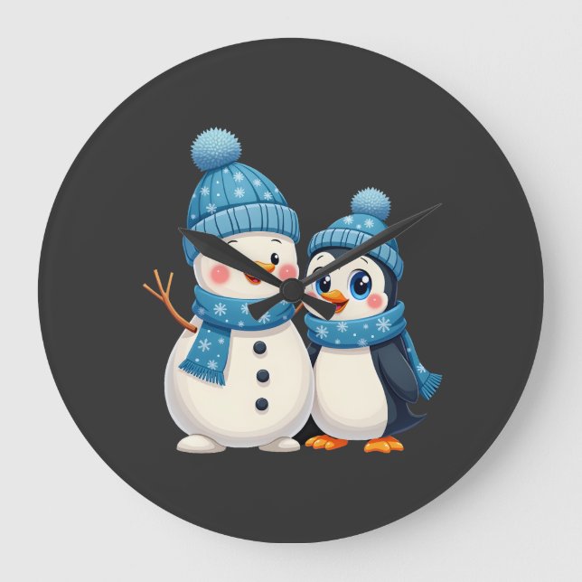 Jul God Jul För Gåva Pingvin Snöman Stor Klocka (Framsida)
