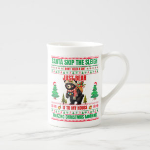 Jul God jul för gift Black Bear Benporslin Mugg