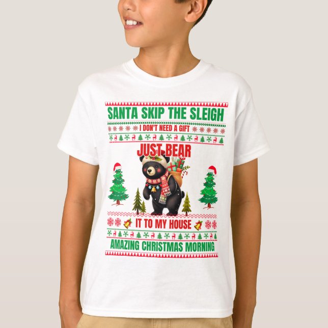 Jul God jul för gift Black Bear T Shirt (Framsida)