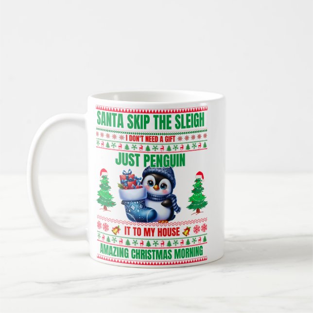 Jul God jul för Gift Penguin Kaffemugg (Vänster)