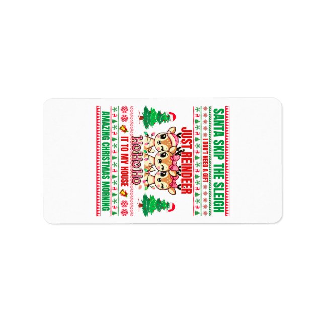 Jul-God jul för gift-renar Adressetikett (Framsidan)