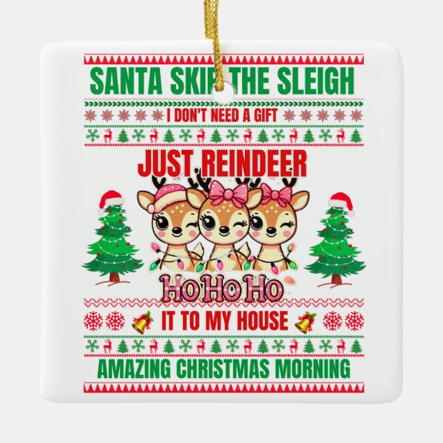 Jul-God jul för gift-renar Julgransprydnad Keramik (Framsida)