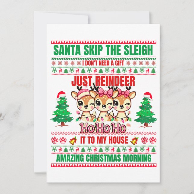 Jul-God jul för gift-renar Julkort (Framsida)