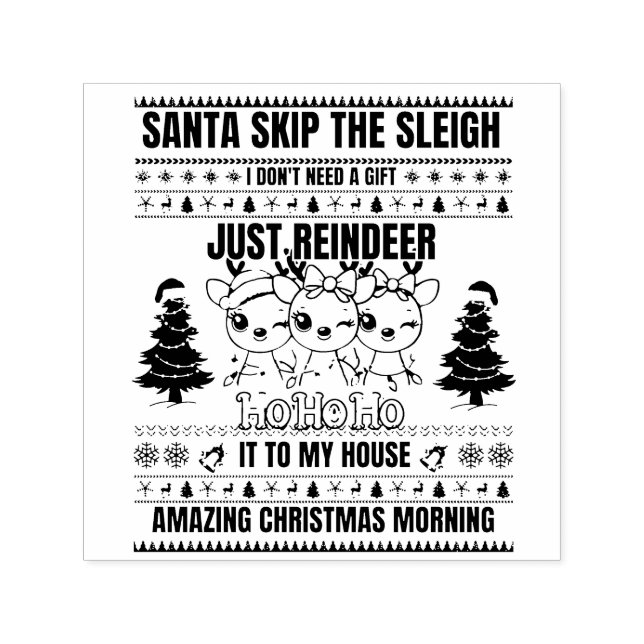 Jul-God jul för gift-renar Självfärgande Stämpel (Design)