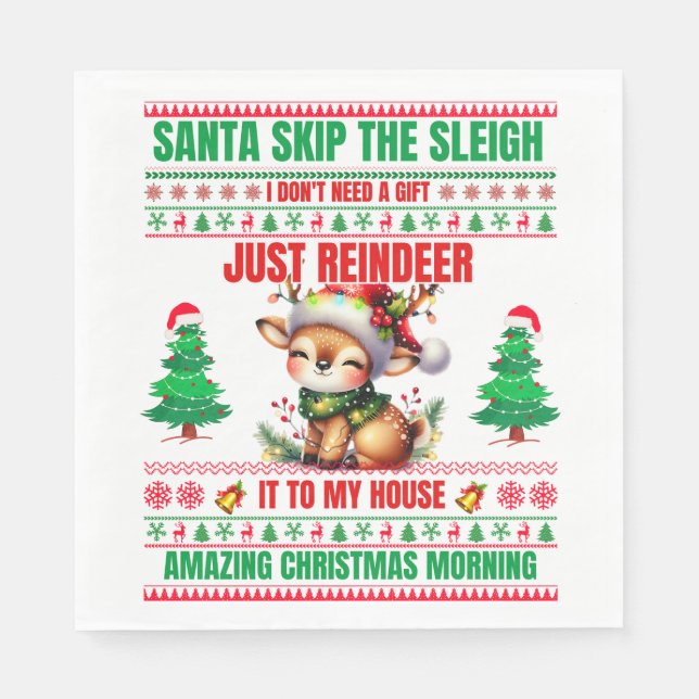 Jul-God jul för Gift rener Pappersservett (Framsidan)