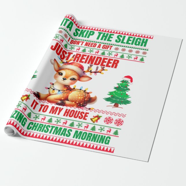 Jul-God jul för Gift rener Presentpapper (Utrullad)