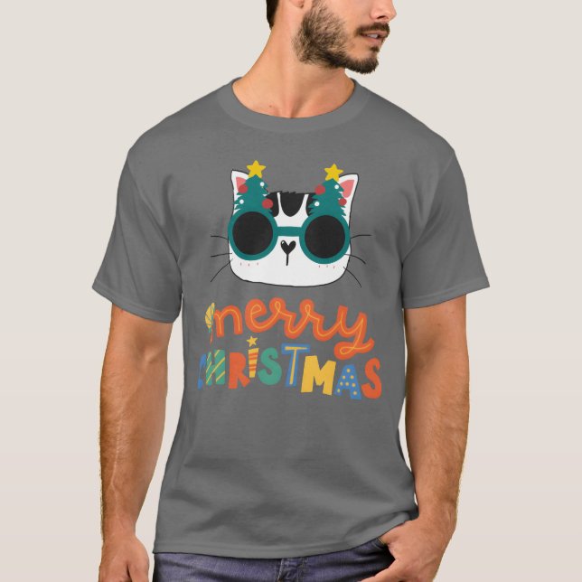 Jul God jul Funny Cat T Shirt (Framsida)