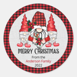 Jul - God jul Gnomes Runt Klistermärke