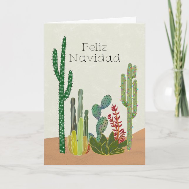 Jul God Jul Kaktusar Kort (Framsida)