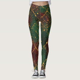 Jul, God Jul,Luxuriös Guld Röd Grön Leggings