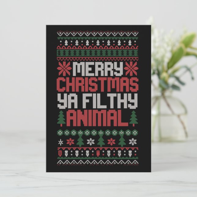 Jul God Jul Ya Smutsiga Djur Meme Ful  Inbjudningar (Stående Fram)