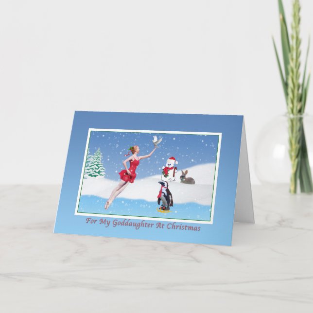 Jul, Goddotter, Ballerina, Winter, Snö Helgkort (Framsida)