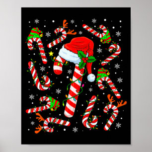Jul Godis Cane Santa Hatt Ren Funny Xmas Poster