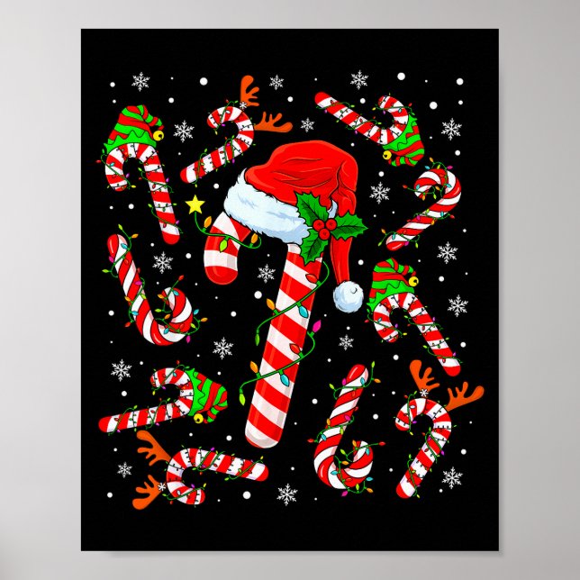 Jul Godis Cane Santa Hatt Ren Funny Xmas Poster (Framsidan)
