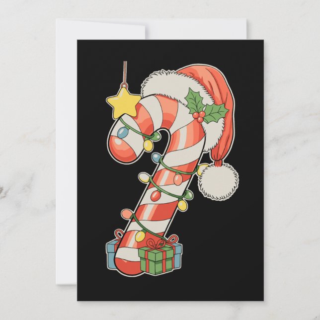 Jul Godis Cane Tomte Hatt Jul Julsäsong Julkort (Framsida)