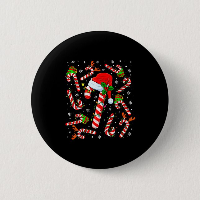Jul Godisstav Santa Hatt Ren Funny Xmas Knapp (Framsida)