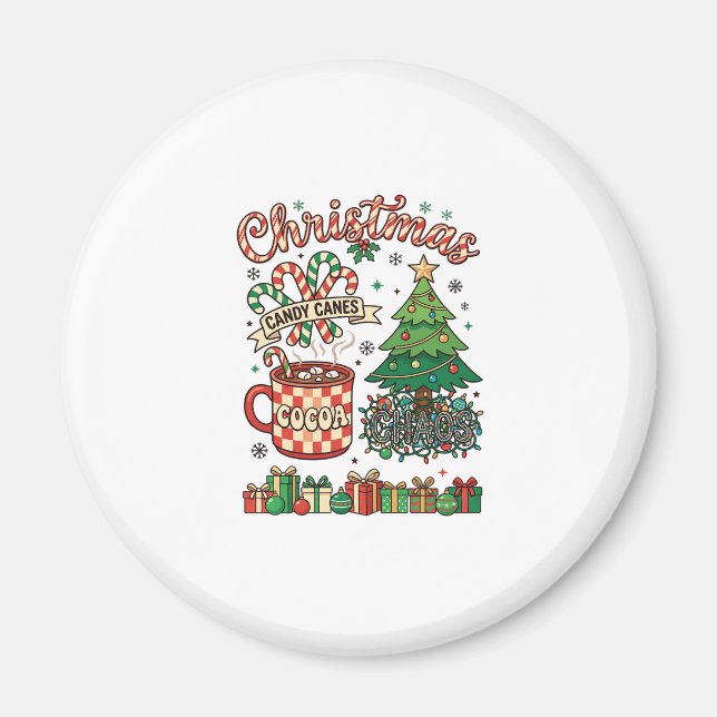 Jul Godisstavar Kakao Kaos Träd Mugg Present Magnet (Framsidan)