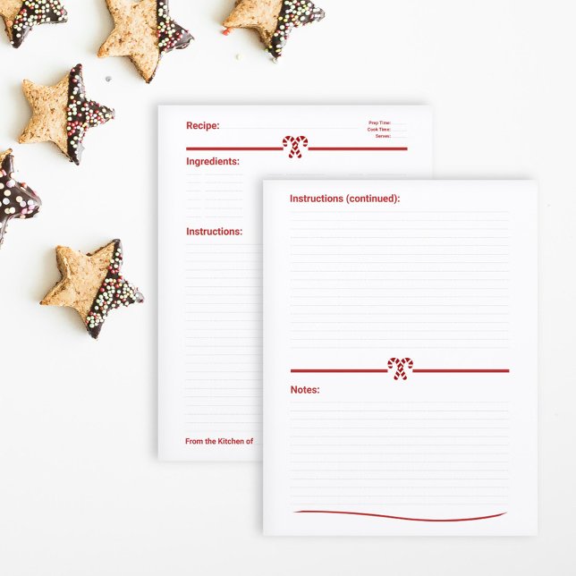 Jul Godisstavar Recept Kokbokssida (Christmas Candy Canes Recipe Cookbook Page)