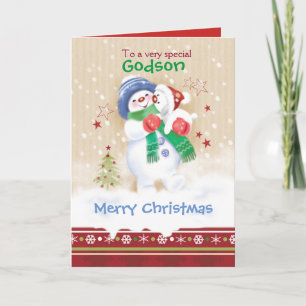 Jul Godson. Snögubbe med valpen Helgkort